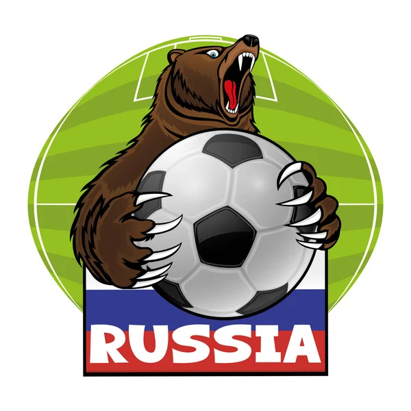 Karhu Jalkapallolla Venäjän Lipulla — vektorikuva