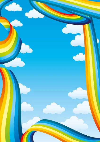 Blauwe Verticale Banner Met Regenbogen Met Plaats Voor Tekst — Stockvector
