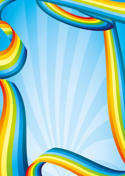 Blauwe Verticale Banner Met Regenbogen Met Plaats Voor Tekst — Stockvector