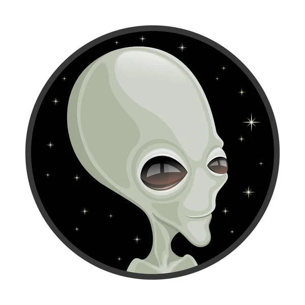 Mignon Extraterrestre Vert Extraterrestre Sur Fond Noir — Image vectorielle