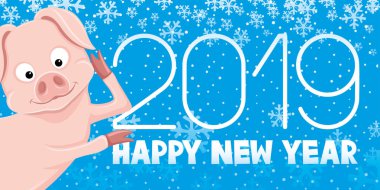 Yeni yıl 2019 neşeli domuz sembolü.