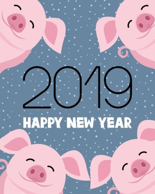 Yeni yıl 2019 neşeli domuz sembolü.