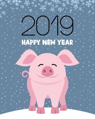 Yeni yıl 2019 neşeli domuz sembolü.