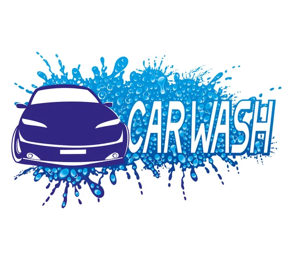 Πλύσιμο Αυτοκινήτων Πινακίδα Splash Water Λευκό Φόντο — Διανυσματικό Αρχείο
