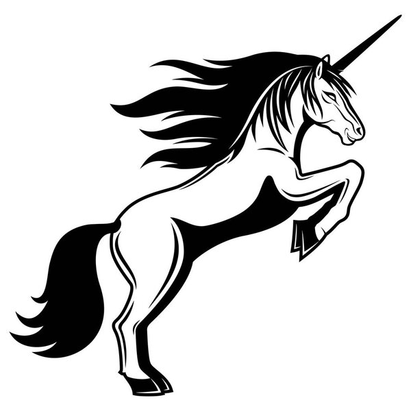 Fantasy sign unicorn standing on white background.