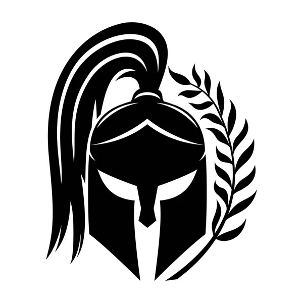 Teken Van Zwarte Spartaanse Helm Witte Achtergrond — Stockvector