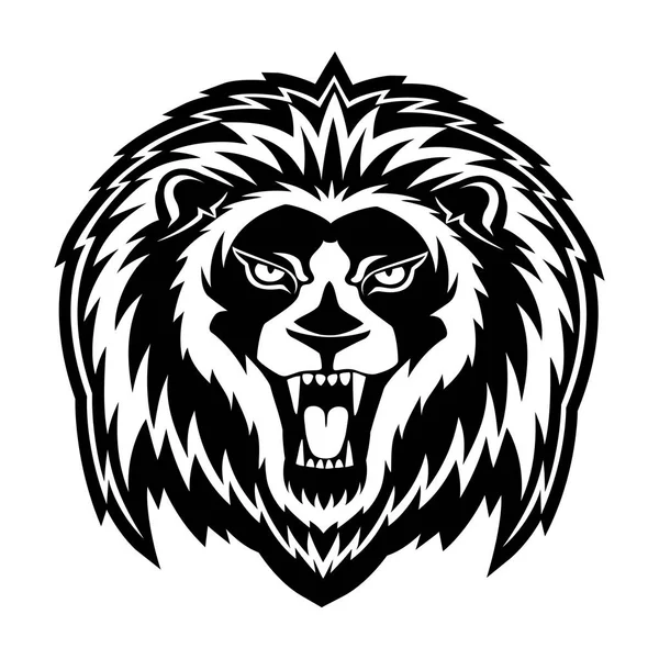 白の背景に黒獅子の印 — ストックベクタ