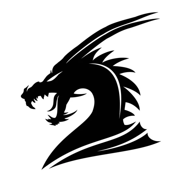 Signe Dragon Noir Sur Fond Blanc — Image vectorielle