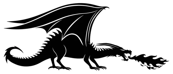 Signo Dragón Negro Sobre Fondo Blanco — Vector de stock