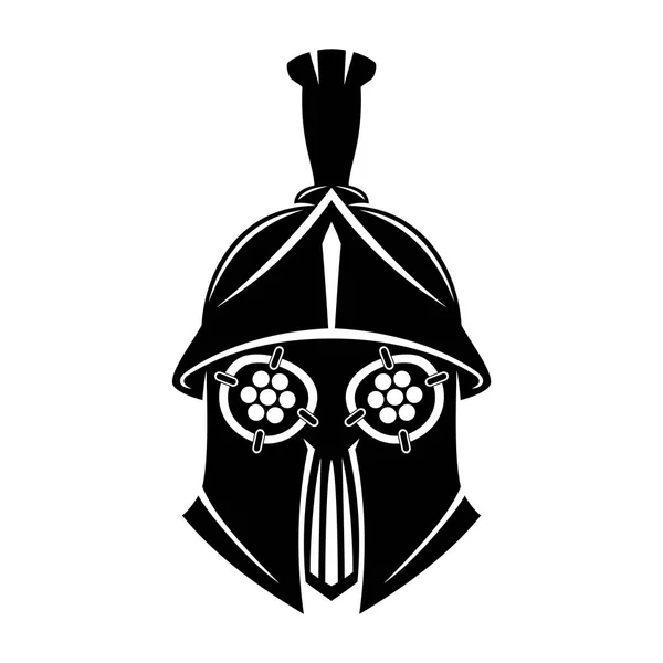 Black Gladiator Helmet White Background — Stock Vector