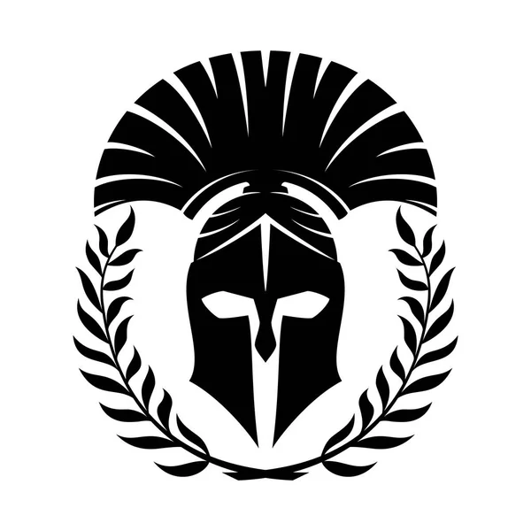 Black Spartan Helmet White Background — Stock Vector