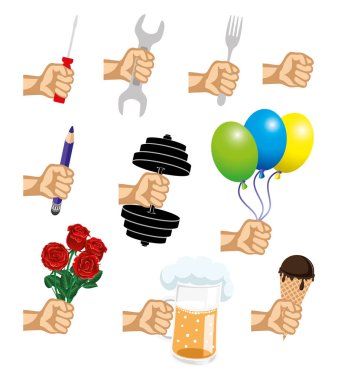 Beyaz bir arka plan üzerinde farklı nesneleri yardım simgeleri.