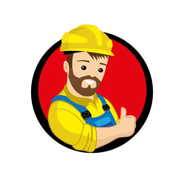 Nejlepší Pracovník Žluté Helmě Červený Kruh Bílém Pozadí — Stockový vektor