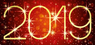 Yıldız ile yeni yıl kırmızı başlık 2019.