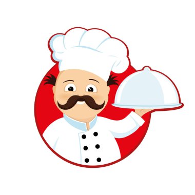 Beyaz bir arka plan üzerinde kırmızı bir daire içinde elinde yemek yemek.