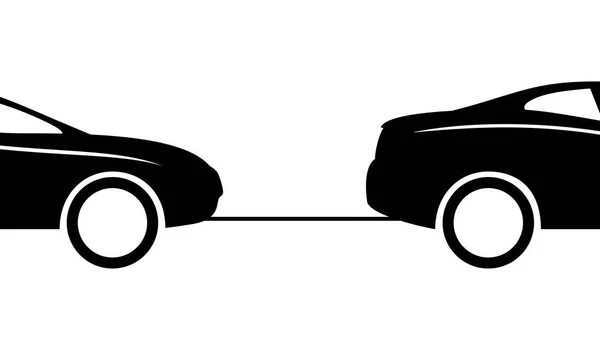 Señal Dos Coches Negros Sobre Fondo Blanco — Vector de stock