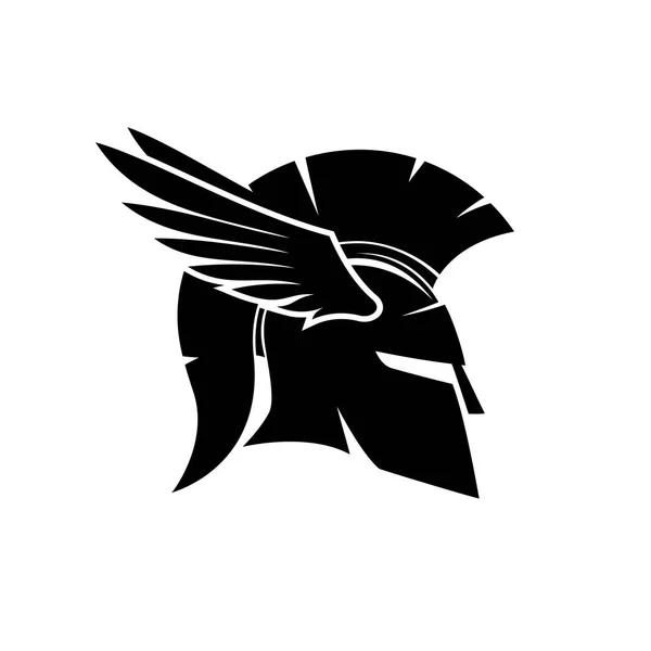 Spartan Helmet Wings White Background — Stock Vector