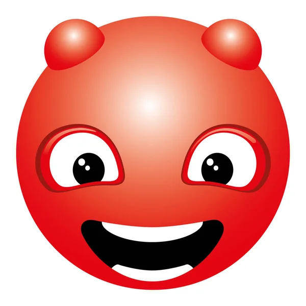 Red Smiling Face Horns Icon White Background — Stock vektor