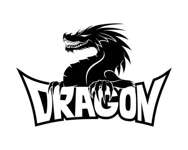 Signo Dragón Negro Sobre Fondo Blanco — Vector de stock