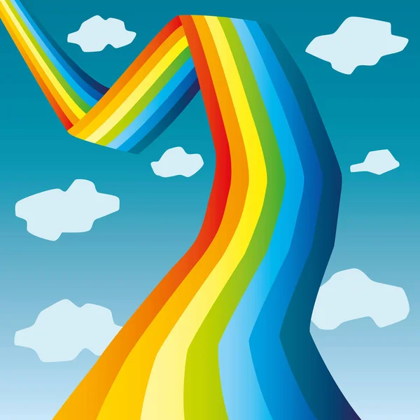 Arco Iris Brillante Nubes Cielo — Vector de stock