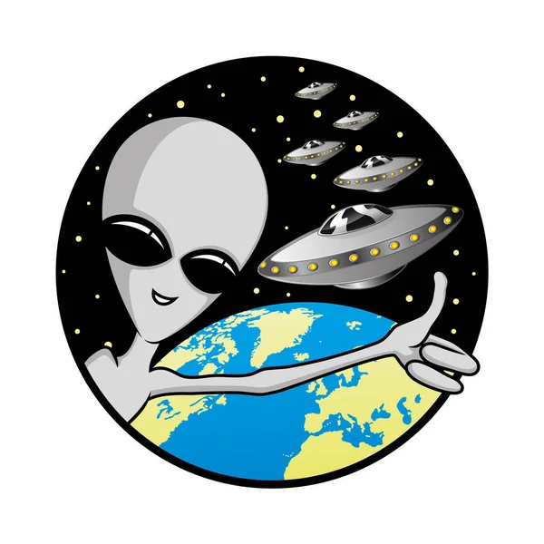 Extraterrestre Extraterrestre Dans Espace Planète Terre — Image vectorielle