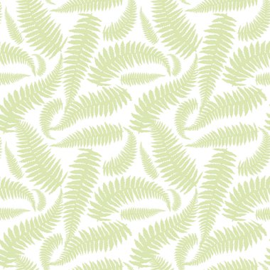 Eğreltiotu yaprakları üzerinde beyaz bir arka plan ile Seamless Modeli.