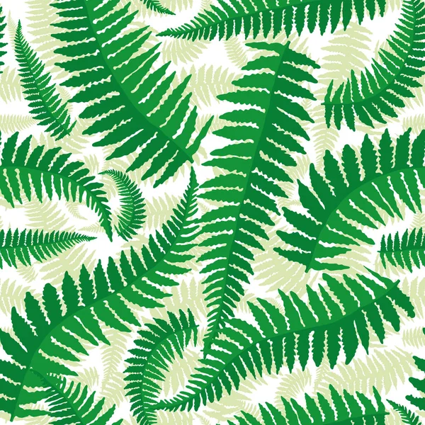 白い背景にシダの葉のシームレス パターン — ストックベクタ