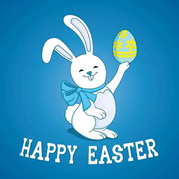 复活节兔子与复活节彩蛋在蓝色背景 — 图库矢量图片