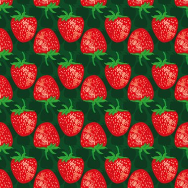 Yeşil bir arka plan üzerinde olgun çilek ile Seamless Modeli.