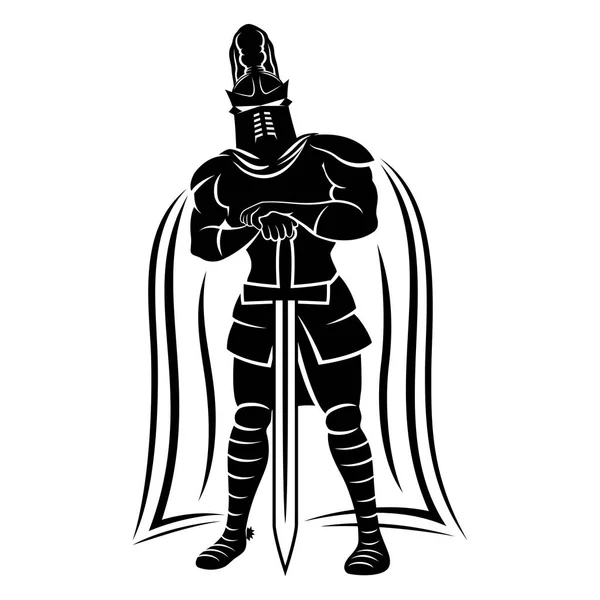 Рыцарь Мечом Знак Белом Фоне — стоковый вектор