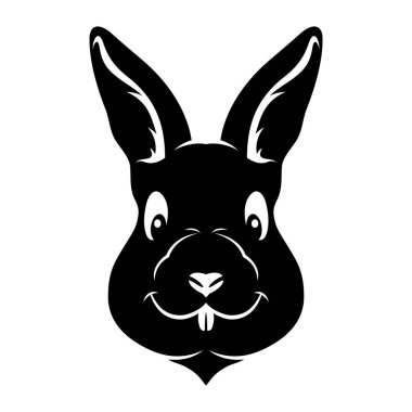 Beyaz bir arka plan üzerinde siyah tavşan işareti.