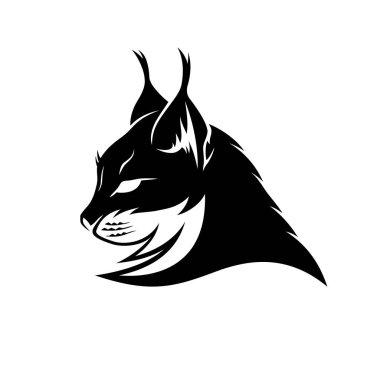 Lynx işareti maskot beyaz bir arka plan üzerinde siyah.