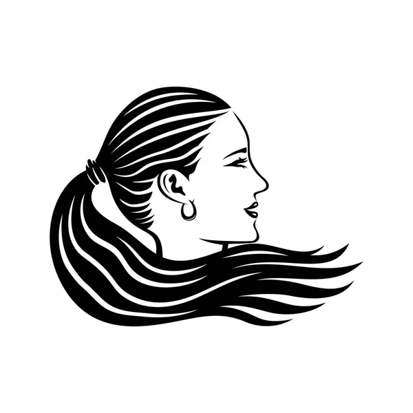 Красива Жінка Довгим Волоссям Білому Тлі — стоковий вектор