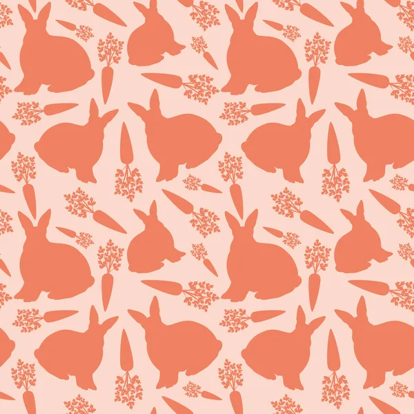 Seamless Pattern Rabbits Carrots Pink Background — Stock Vector