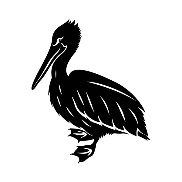 Czarny Pelikan Znak Białym Tle — Wektor stockowy
