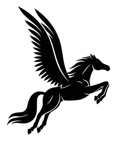 Bella Nero Pegaso Segno Uno Sfondo Bianco — Vettoriale Stock