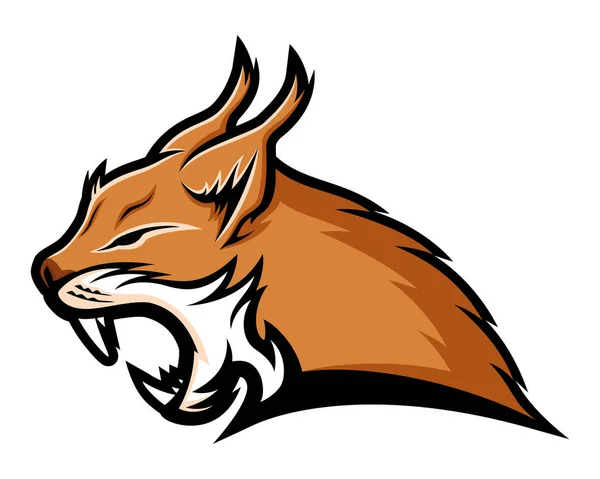 Lynx Sign Maskot Vit Bakgrund — Stock vektor