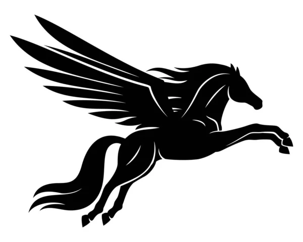 Hermoso Signo Pegaso Negro Sobre Fondo Blanco — Vector de stock