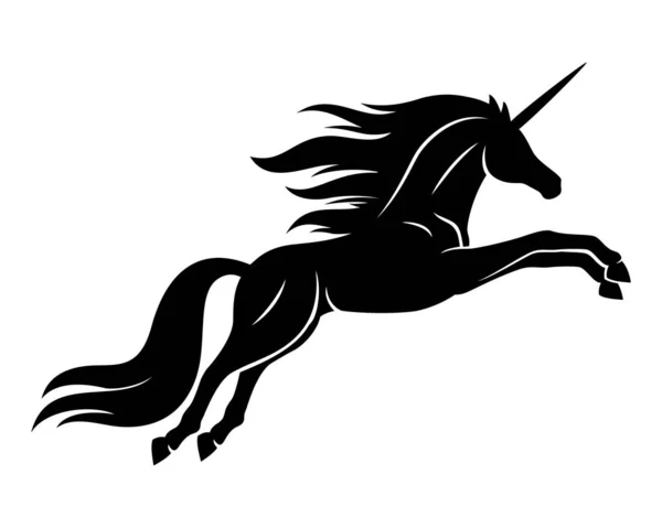 Segno Unicorno Nero Sfondo Bianco — Vettoriale Stock