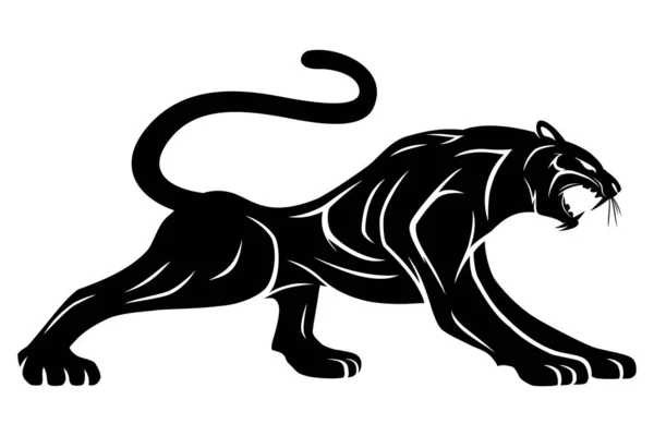 Schwarzer Panther Auf Weißem Hintergrund — Stockvektor