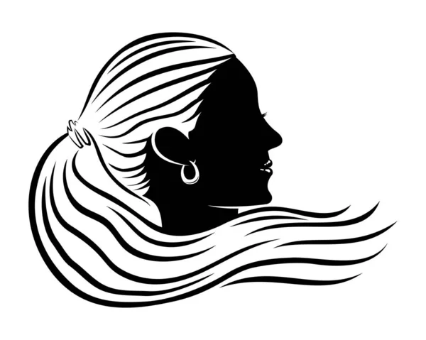 Hermosa Mujer Con Pelo Largo Sobre Fondo Blanco — Vector de stock