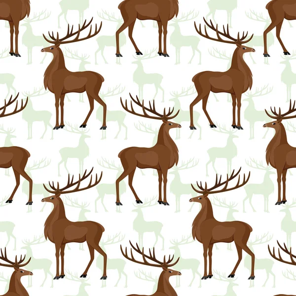 Seamless Pattern Deers White Background — Stock Vector