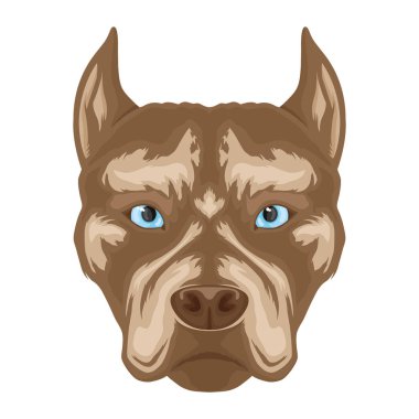 Beyaz bir arka plan üzerinde köpek ırkı pitbull terrier işareti.