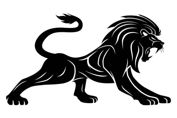 Black Lion Sign White Background — Stock Vector