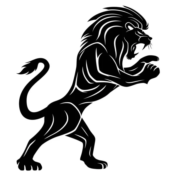 Schwarzer Löwe Auf Weißem Hintergrund — Stockvektor