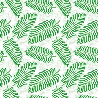 Beyaz arka planda avuç içi yaprakları ile dikişsiz desen.