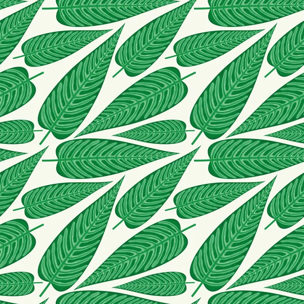 Nahtloses Muster Mit Tropischen Blättern Auf Grünem Hintergrund — Stockvektor
