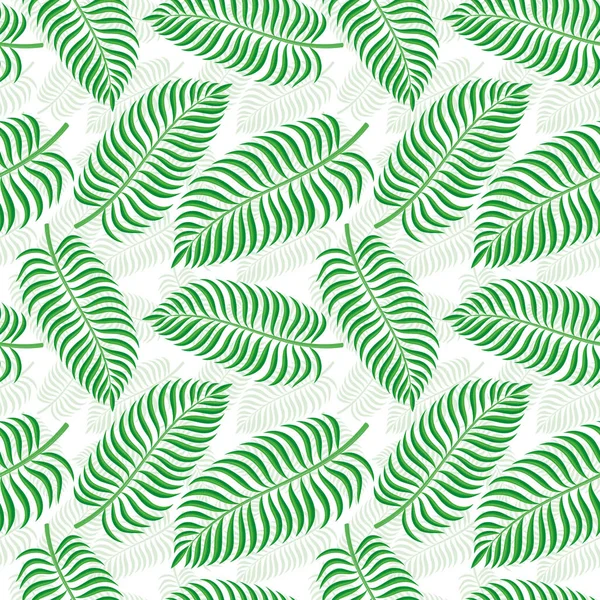 Naadloos Patroon Met Palm Bladeren Een Witte Achtergrond — Stockvector