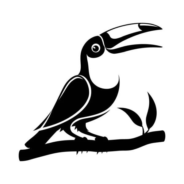 Czarny Toucan Ptak Znak Białym Tle — Wektor stockowy