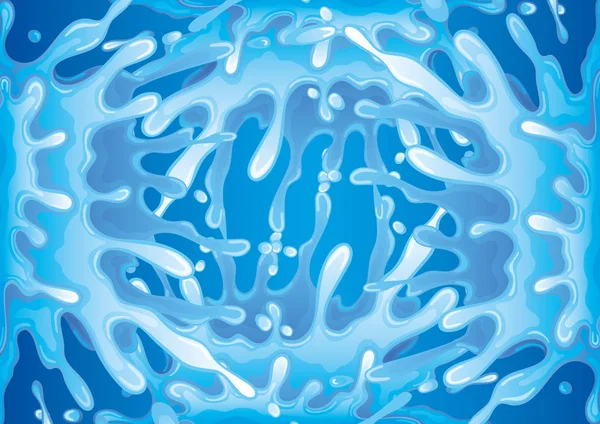青い背景に水しぶきと滴 — ストックベクタ
